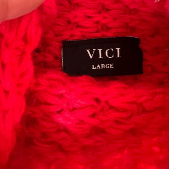 Vici Red Textured Turtleneck Sweater, Large, Kudrow, Heavy, Knit, NWOT, Warm - Picture 4 of 9